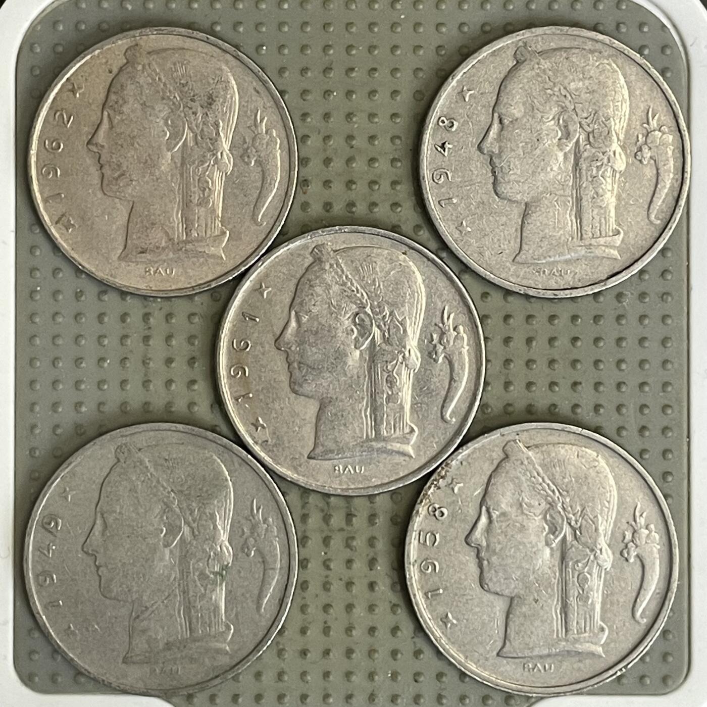 2026年第30场各国散币拍卖（总第180场） 比利时5法郎法语版5枚