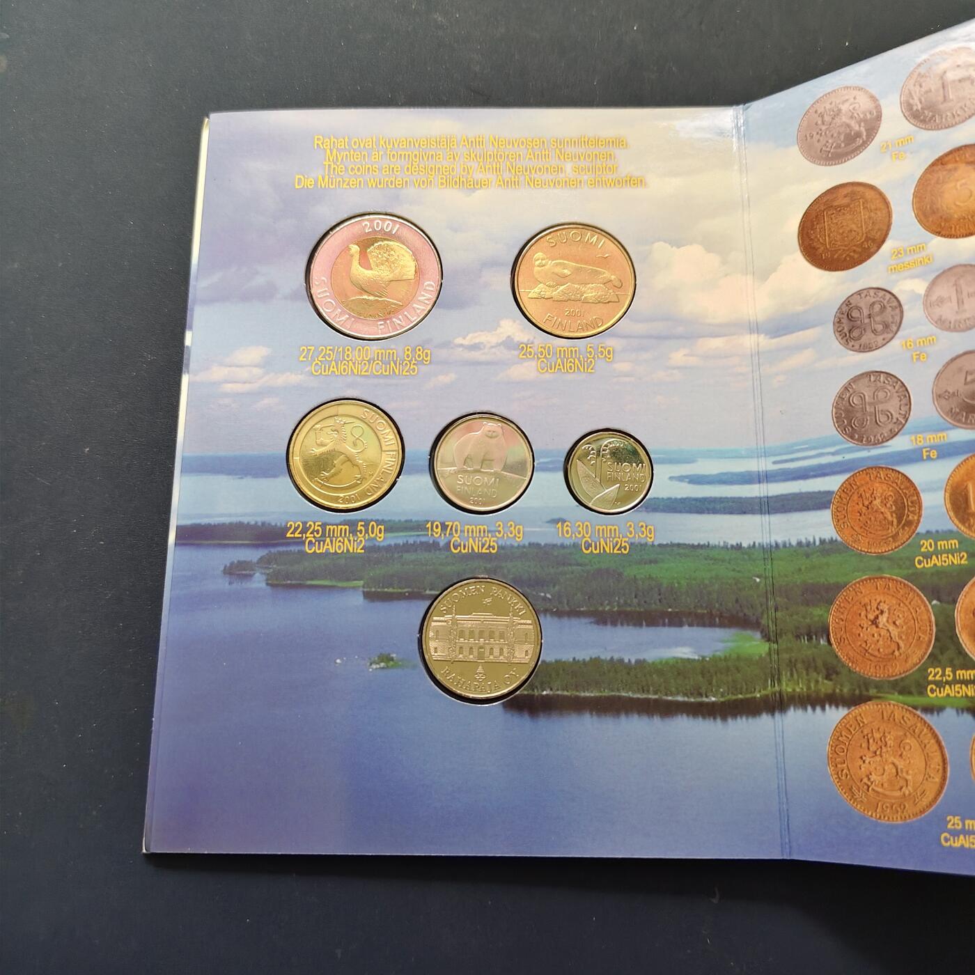 【全场包邮】纯粹捡漏拍510场 芬兰2001年马克铸币史系列马克创始人斯内尔曼纪念版官方套币（编号2001-2）