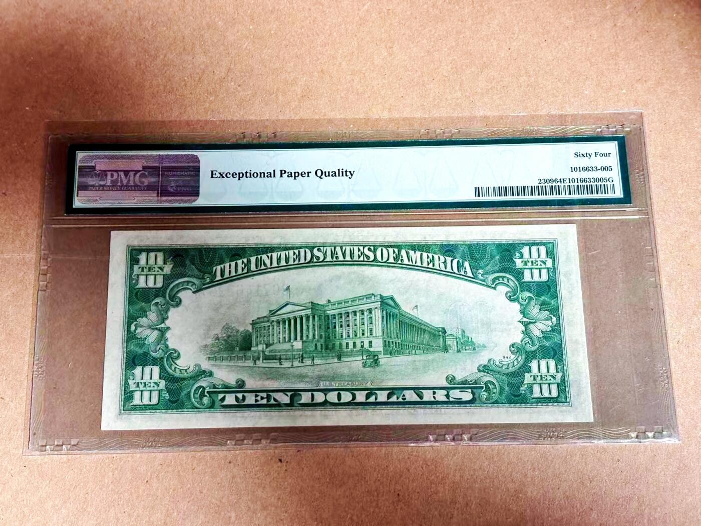 【Blue Auction】世界纸币精拍第792期——18级TOP拍卖/信誉/品质/专业/高效💫  美国 1934年10美金 PMG64EPQ 北非券 老壳