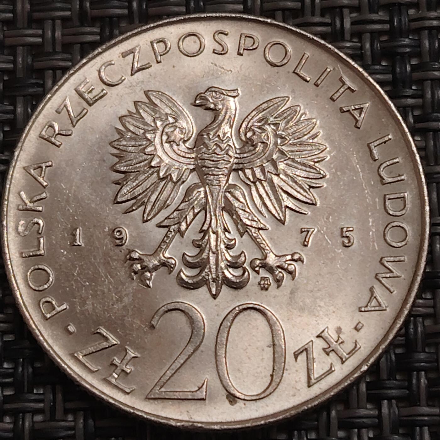 布加迪🐬～世界钱币(上海)🌾第 280 期 /  各国套币和散币 波兰🇵🇱 1975年 20兹罗提 国际妇女节纪念币 29mm