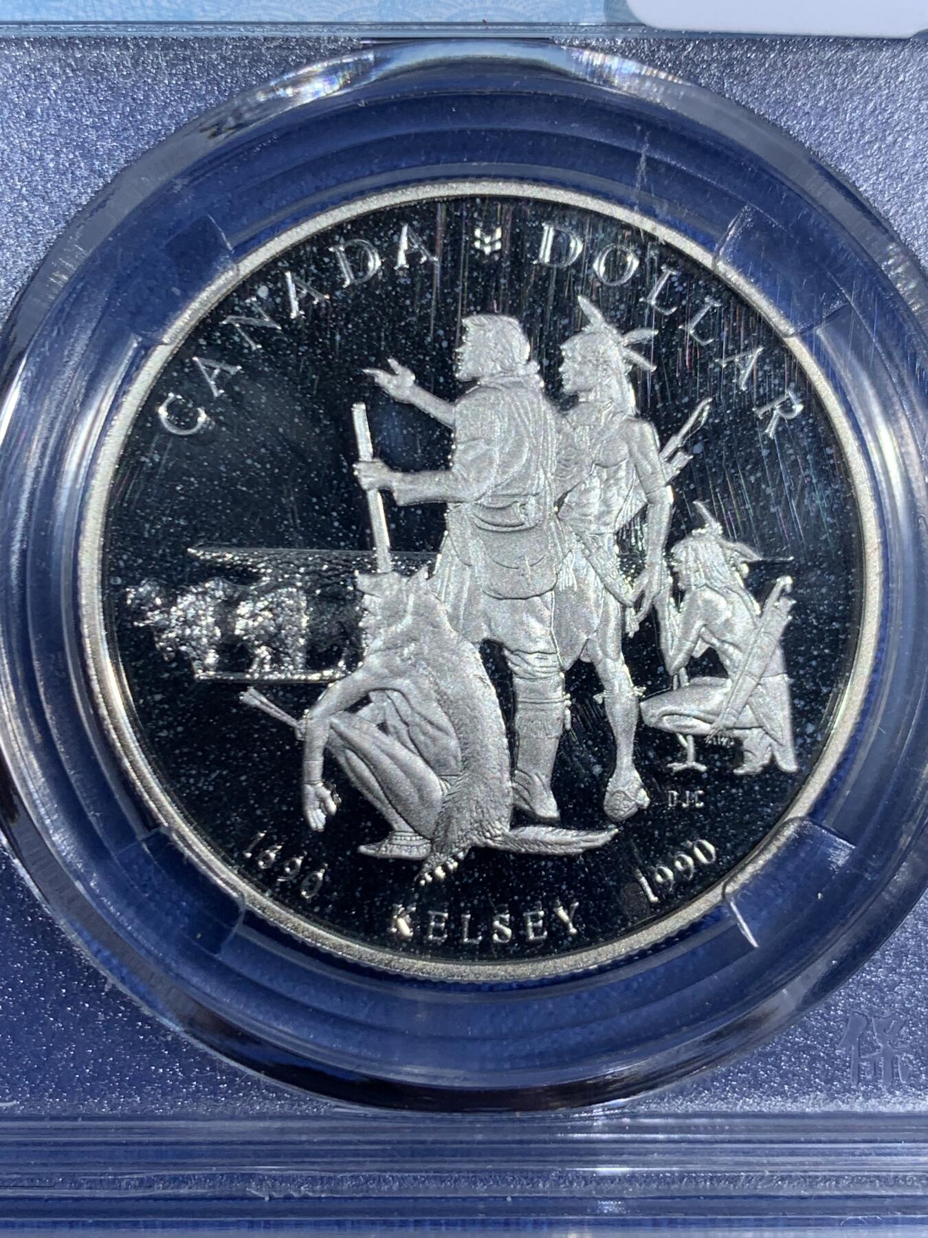 《竞宝斋》第468场 周日，周一 2场连拍 （全场包邮）欢迎送拍 加拿大1990亨利·凯尔西1加元银币 卷拆原光好品 23.5克