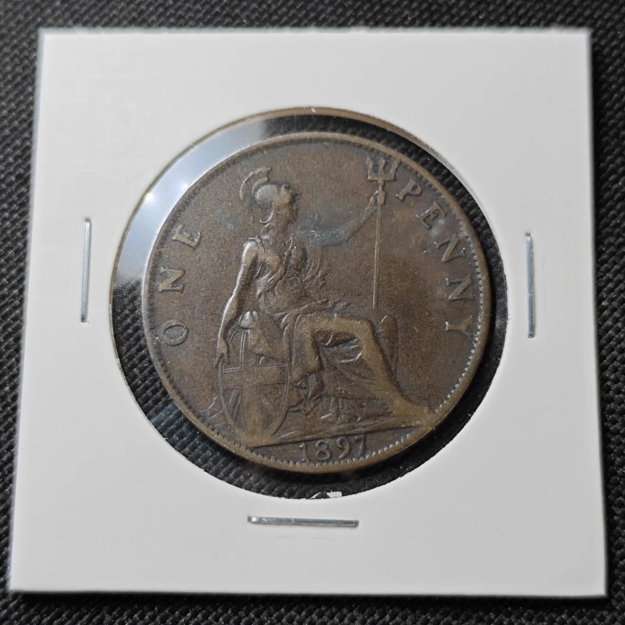 KK钱币收藏小铺   第404期 2月预留时间 周末发货 1897 英国1便士铜币