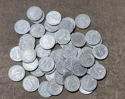 北京马甸外国币专卖第148期，非贵金属外国流通币，纪念币币，中国早期纪念币专场，陆续上拍，欢迎关注 - 德国帝国二战时期W字1芬尼铅锌币50枚