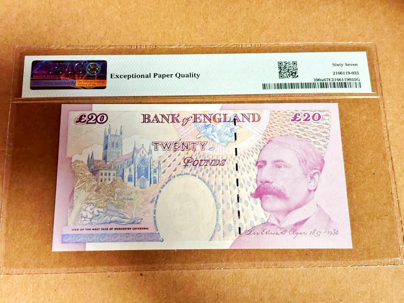 【Blue Auction】世界纸币精拍第792期——18级TOP拍卖/信誉/品质/专业/高效💫 【p390a】英国 1999年20镑 PMG67EPQ 