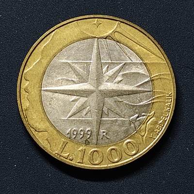 【全场包邮】纯粹捡漏拍510场 - 圣马力诺1999年1000里拉火种系列双色币-古代寓言