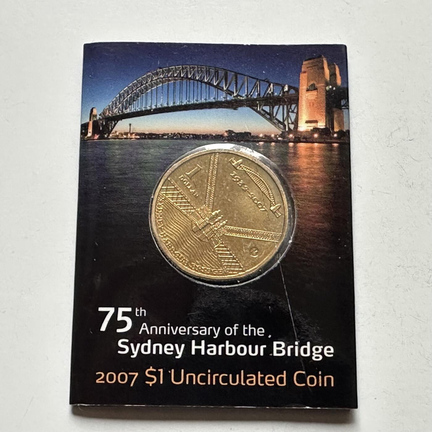 🌹外币初藏🌹🐯2026年第26场  各国纪念币专场 每周二四六晚8️⃣点 接代拍 澳大利亚 2007年 悉尼海港大桥建成75周年 M厂版 1元纪念币 原装卡 墨尔本造币厂