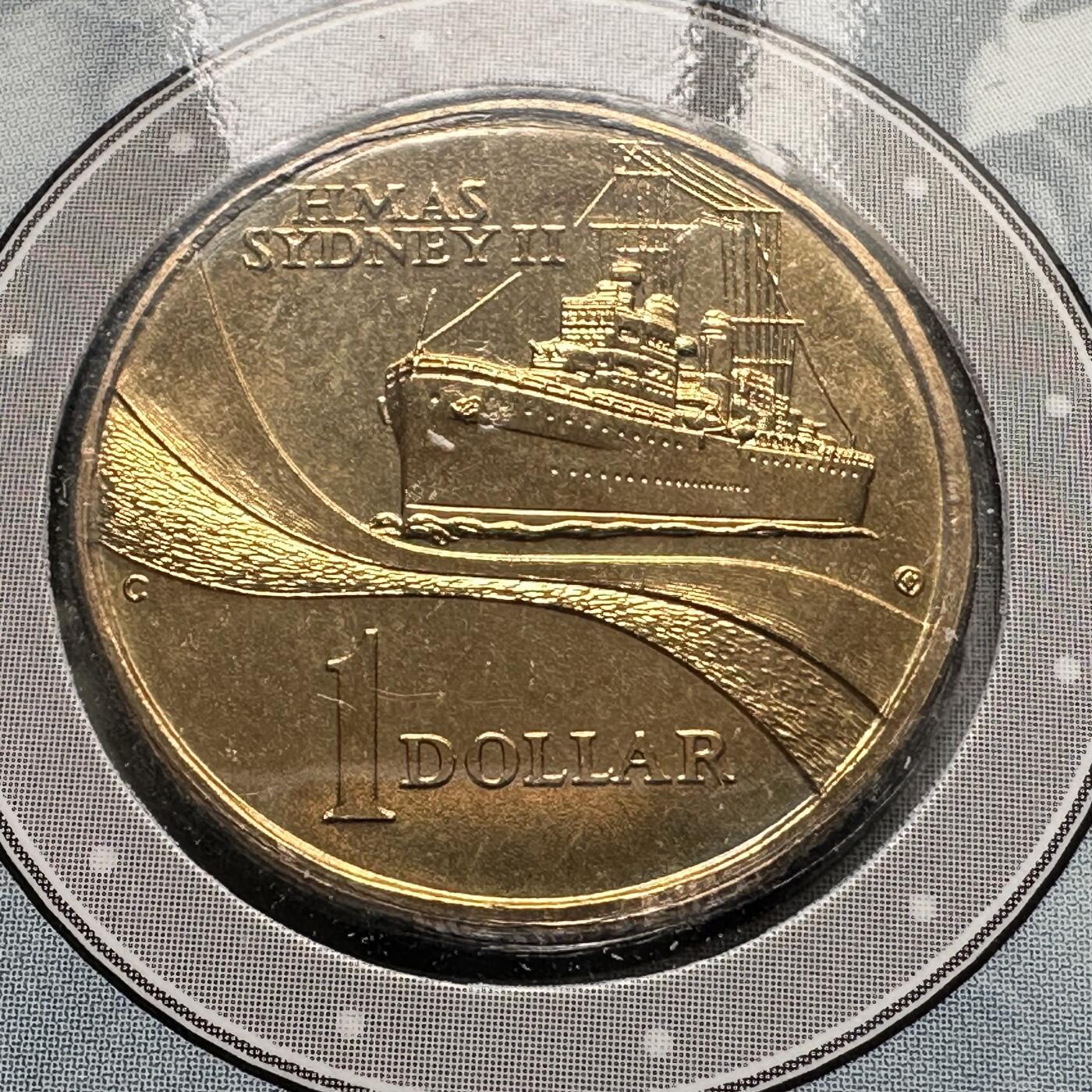 🌹外币初藏🌹🐯2026年第26场  各国纪念币专场 每周二四六晚8️⃣点 接代拍  澳大利亚 2000年 HMAS悉尼二号轻巡洋舰 1元纪念币 C厂版 原装卡 堪培拉厂 发行量小