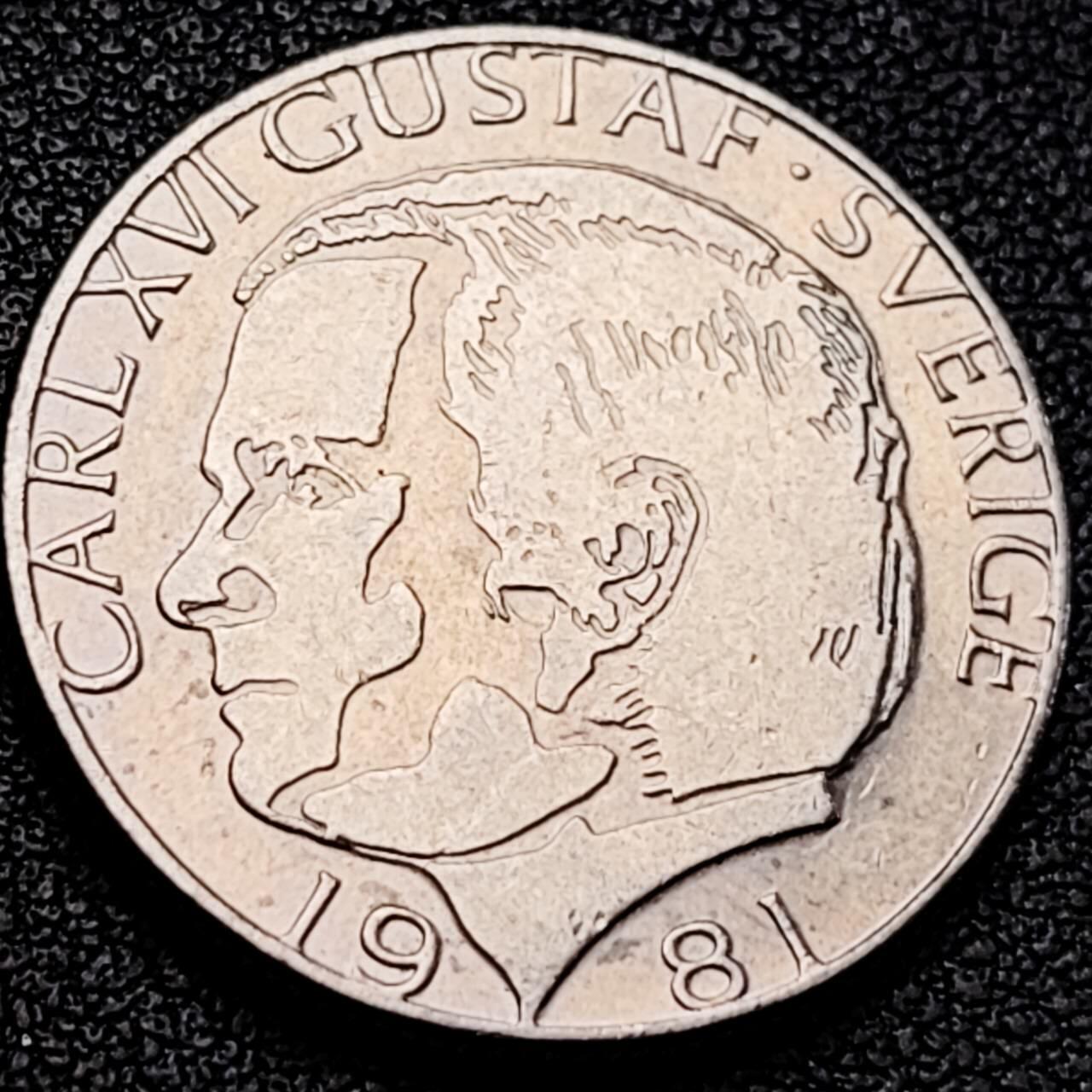 泉币菌-第205场-拍品多 请提前出价 瑞典1981年 1克朗铜镍币 卡尔十六世·古斯塔夫 25mm