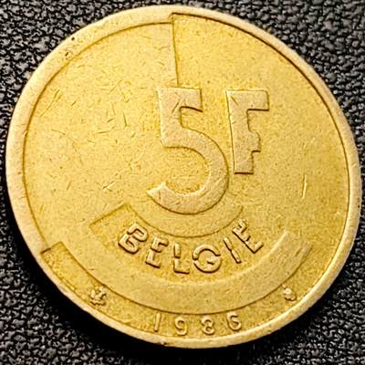 泉币菌-第205场-拍品多 请提前出价 - 1986年 比利时 5法郎铜币 分裂的人格 24mm