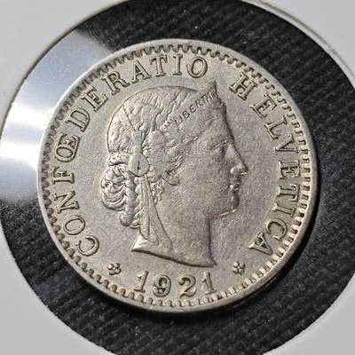 KK钱币收藏小铺   第404期 2月预留时间 周末发货 -  1921瑞士20分 早年份