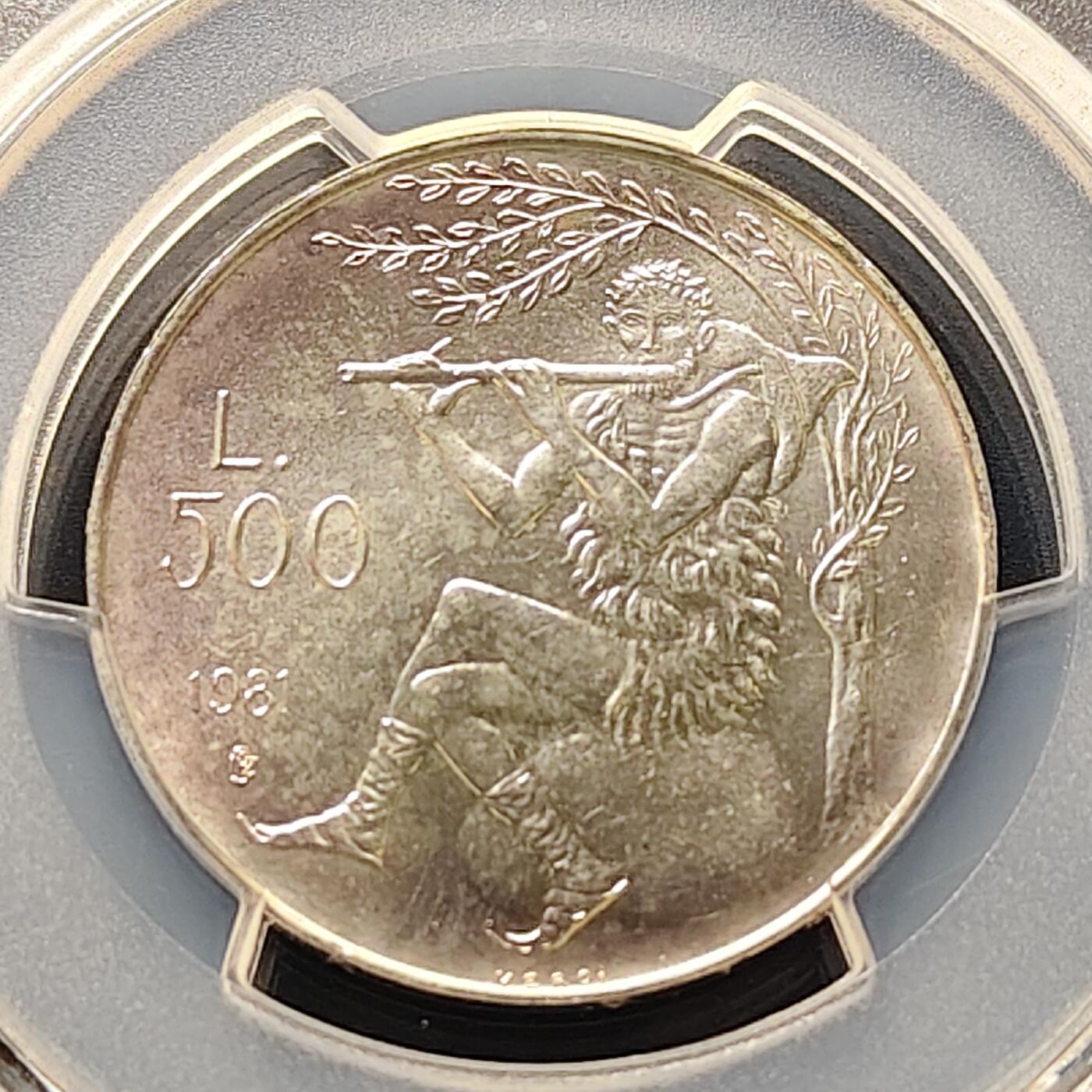 【全场包邮】纯粹捡漏拍511场 【收藏级·亚军分】圣马力诺1981年500里拉古罗马诗人维吉尔逝世2000周年田园诗纪念银币【29毫米11克83.5%】-PCGS MS65（更高分仅1枚）