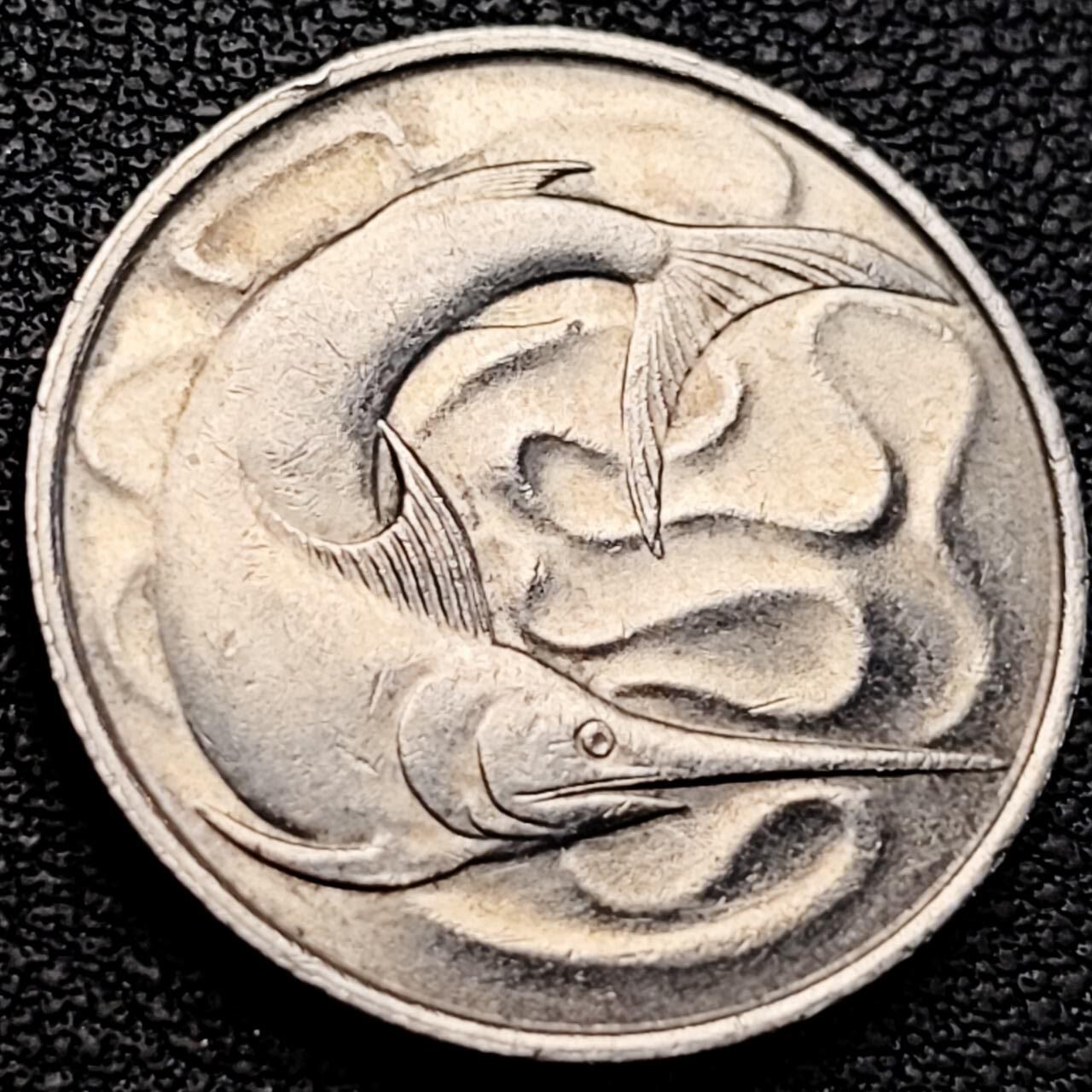 泉币菌-第205场-拍品多 请提前出价 1980年 新加坡20分 箭鱼23.7mm 