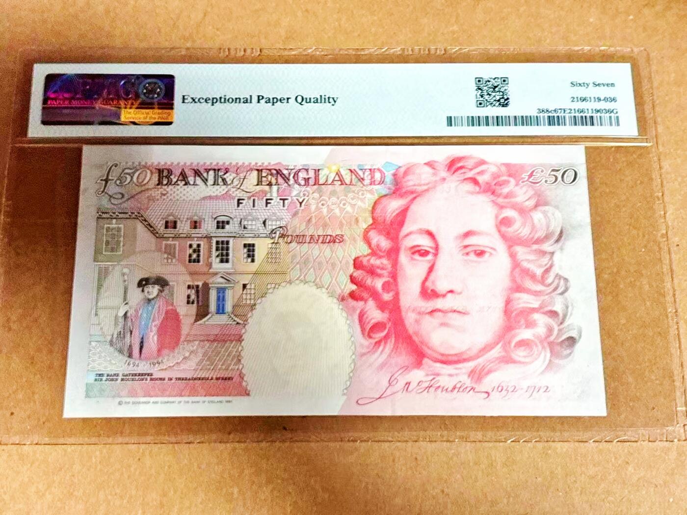 【Blue Auction】世界纸币精拍第792期——18级TOP拍卖/信誉/品质/专业/高效💫 【p388c】英国 1994年50镑 PMG67EPQ 