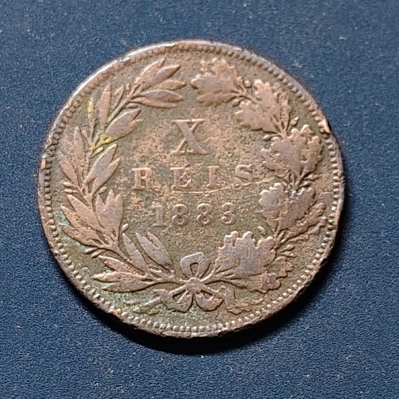 【全场包邮】纯粹捡漏拍510场 葡萄牙1883年路易斯一世10瑞斯铜币