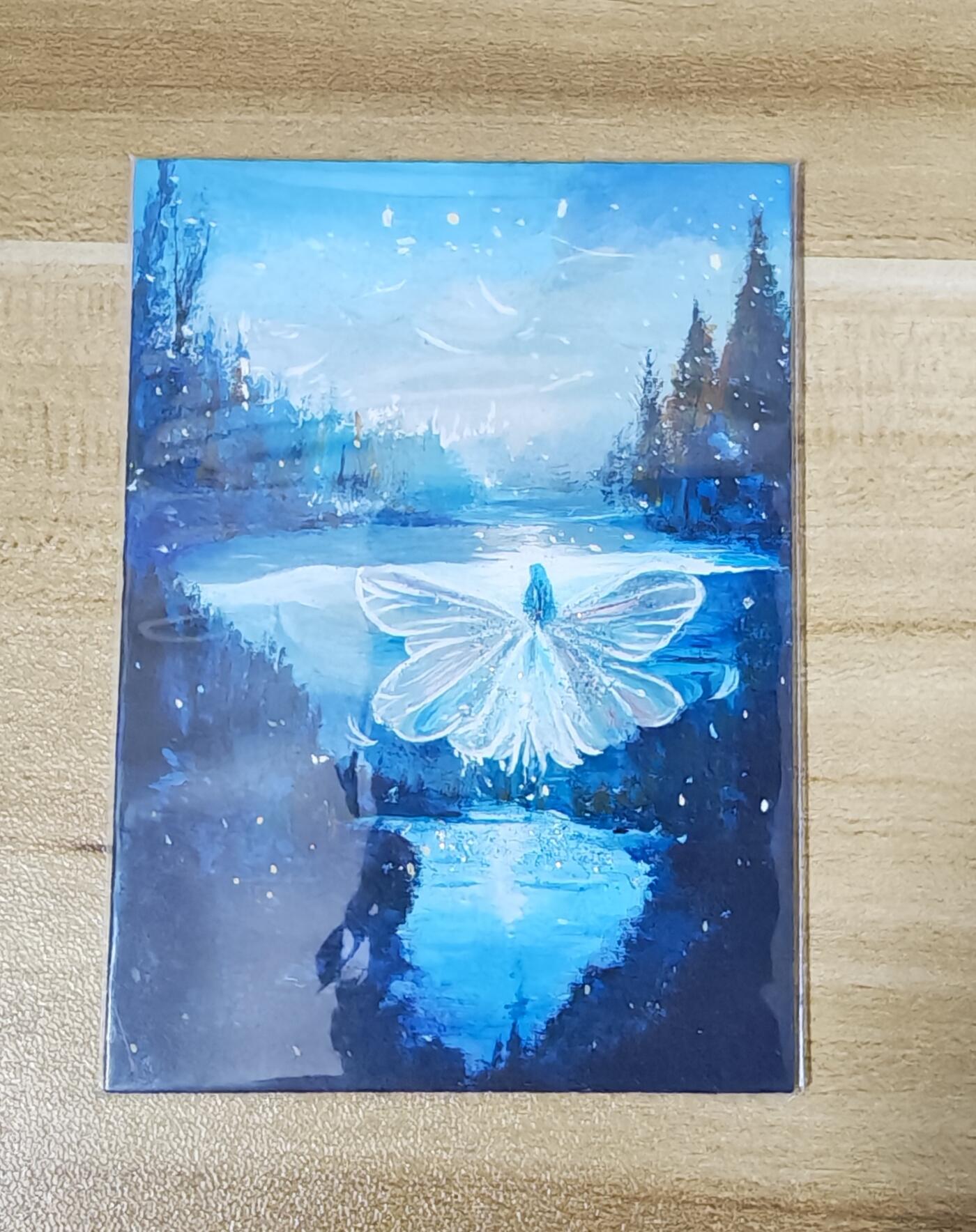 新人福利第一场（限时免佣寄、拍！！支持卡牌、盲盒各类潮玩） 手绘湖中蝴蝶