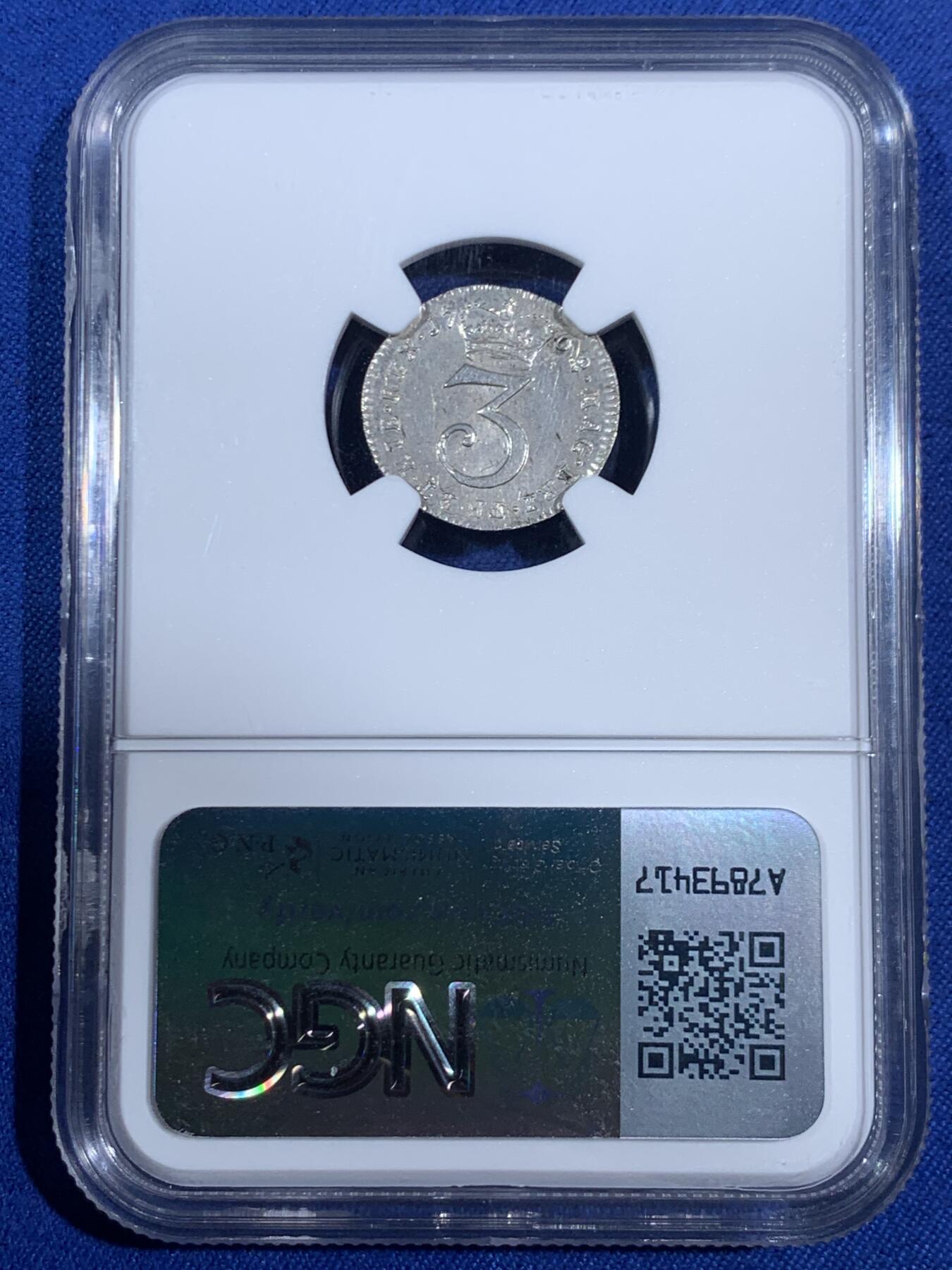 《竞宝斋》第468场 周日，周一 2场连拍 （全场包邮）欢迎送拍 NGC UNCD 英国1762年乔治三世3便士濯足币