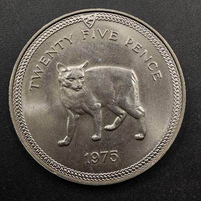  【淘币小摊】限时拍第八百七十九拍   克朗币邮币封场    每周一统一发货 - 马恩岛1975年无尾猫25便士纪念币