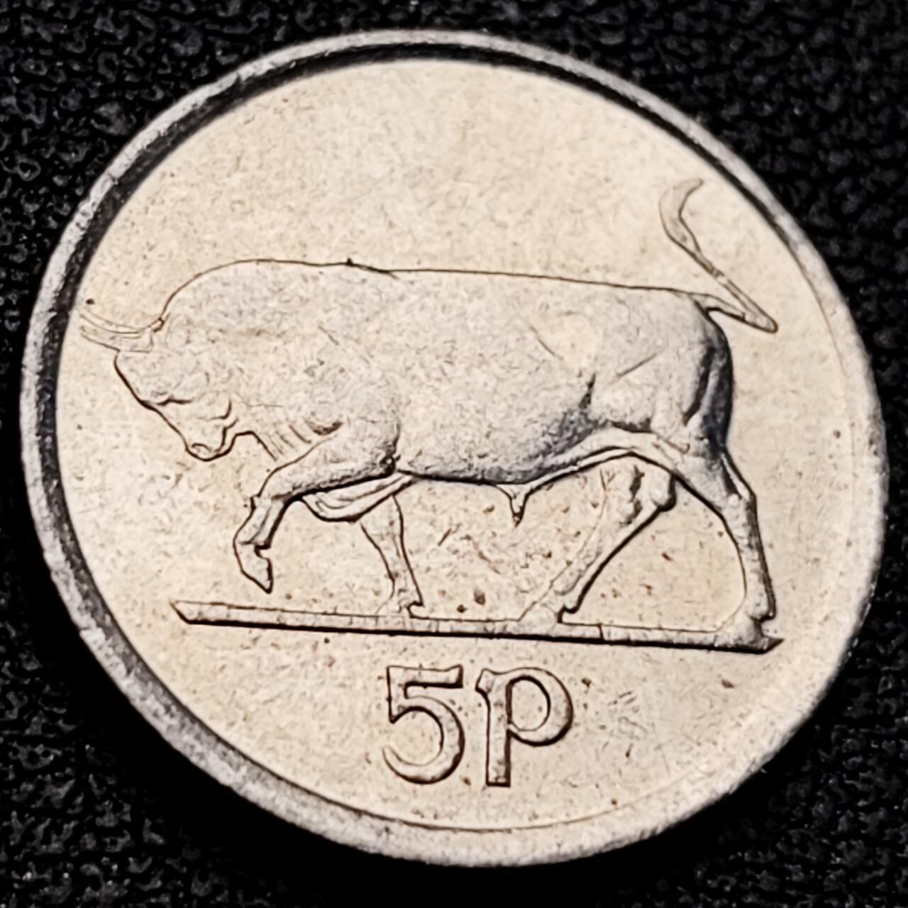 泉币菌-第205场-拍品多 请提前出价 1993年 爱尔兰5便士 公牛18.5mm 铜镍