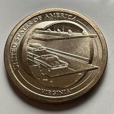 🌹外币初藏🌹🐯2026年第26场  各国纪念币专场 每周二四六晚8️⃣点 接代拍 -  美国 2021年 创新者系列弗吉尼亚州主题 纪念切萨皮克湾隧道大桥的交通工程突破成就 1元纪念币