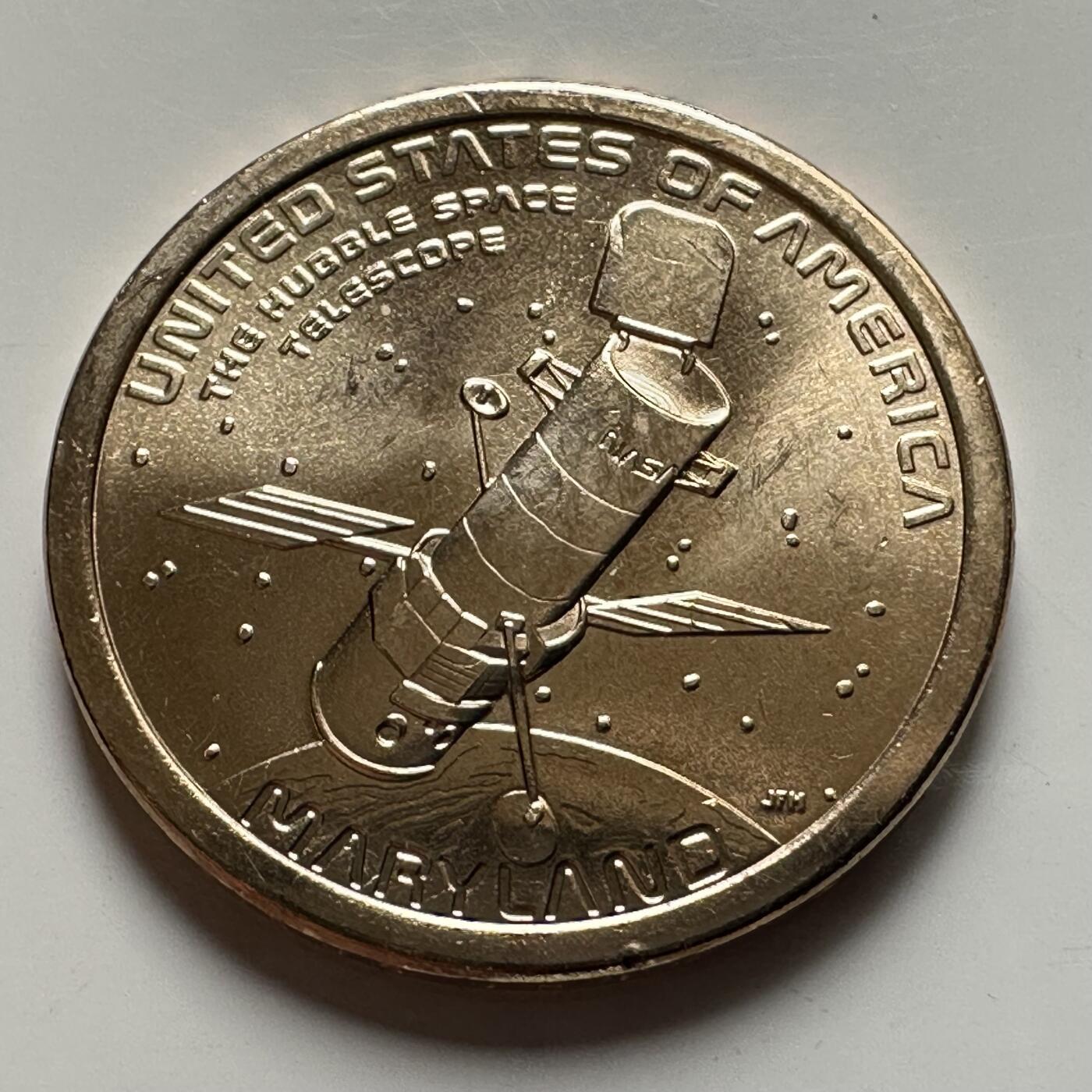 🌹外币初藏🌹🐯2026年第26场  各国纪念币专场 每周二四六晚8️⃣点 接代拍 美国 2020年 创新者系列马里兰州主题 纪念哈勃太空望远镜的天文探索成就 1元纪念币