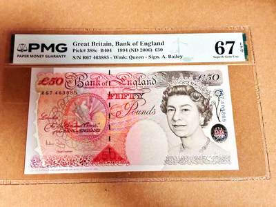 【Blue Auction】世界纸币精拍第792期——18级TOP拍卖/信誉/品质/专业/高效💫 - 【p388c】英国 1994年50镑 PMG67EPQ 