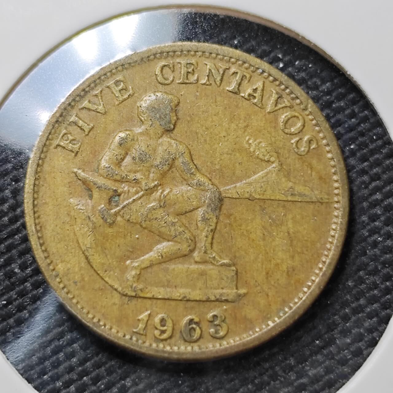 KK钱币收藏小铺   第404期 2月预留时间 周末发货  1963菲律宾5分铜币