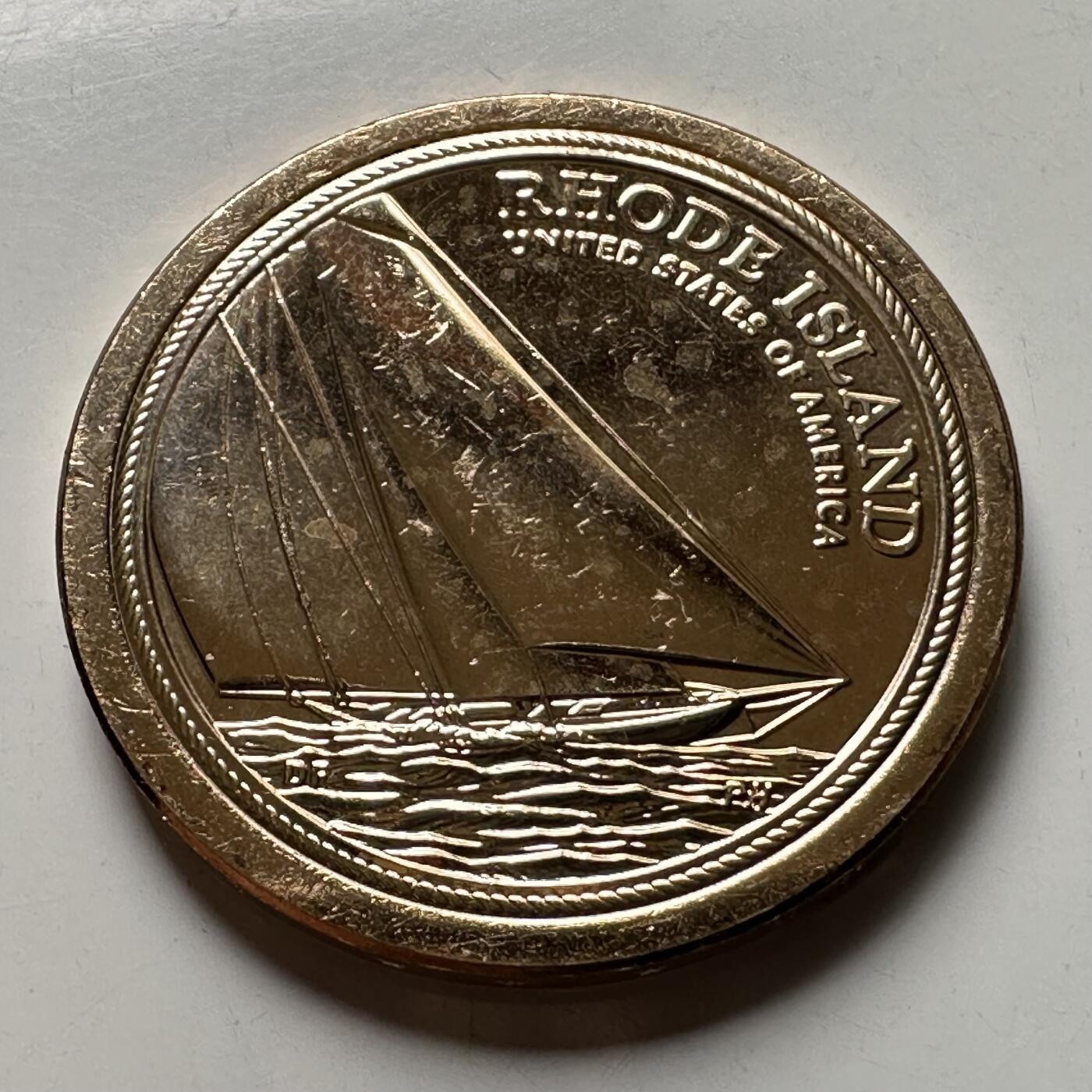 🌹外币初藏🌹🐯2026年第26场  各国纪念币专场 每周二四六晚8️⃣点 接代拍  美国 2022年 创新者系列罗得岛州主题 纪念美洲杯帆船赛的航海技术革新成就 1元纪念币