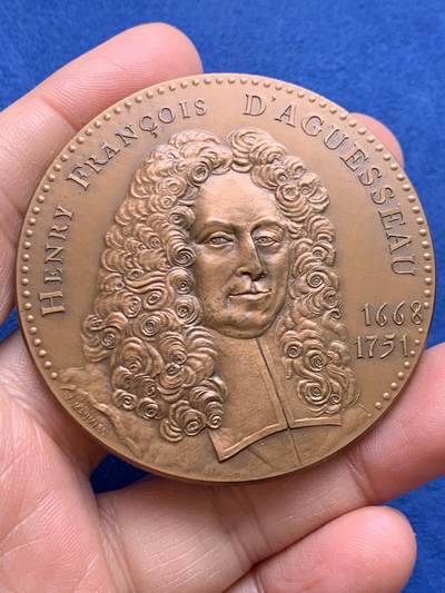 《竞宝斋》第468场 周日，周一 2场连拍 （全场包邮）欢迎送拍 - 法国国家信托储蓄银行纪念铜章 117克 59.2mm 1977 丰饶角铜标边铭