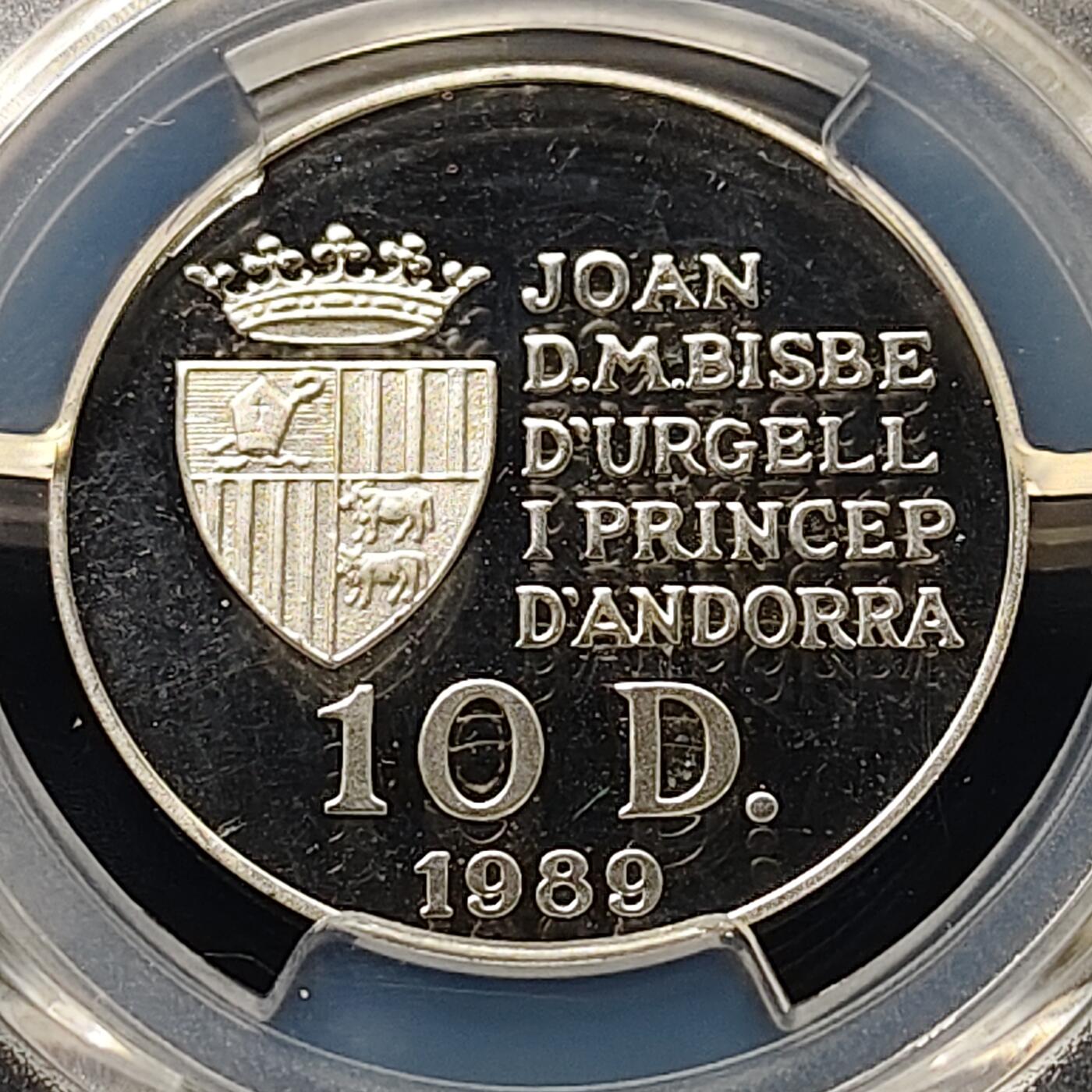 【全场包邮】纯粹捡漏拍511场 安道尔1989年10第纳尔巴塞罗那奥运会精制纪念银币【32毫米12克92.5%】-PCGS PR66 DCAM