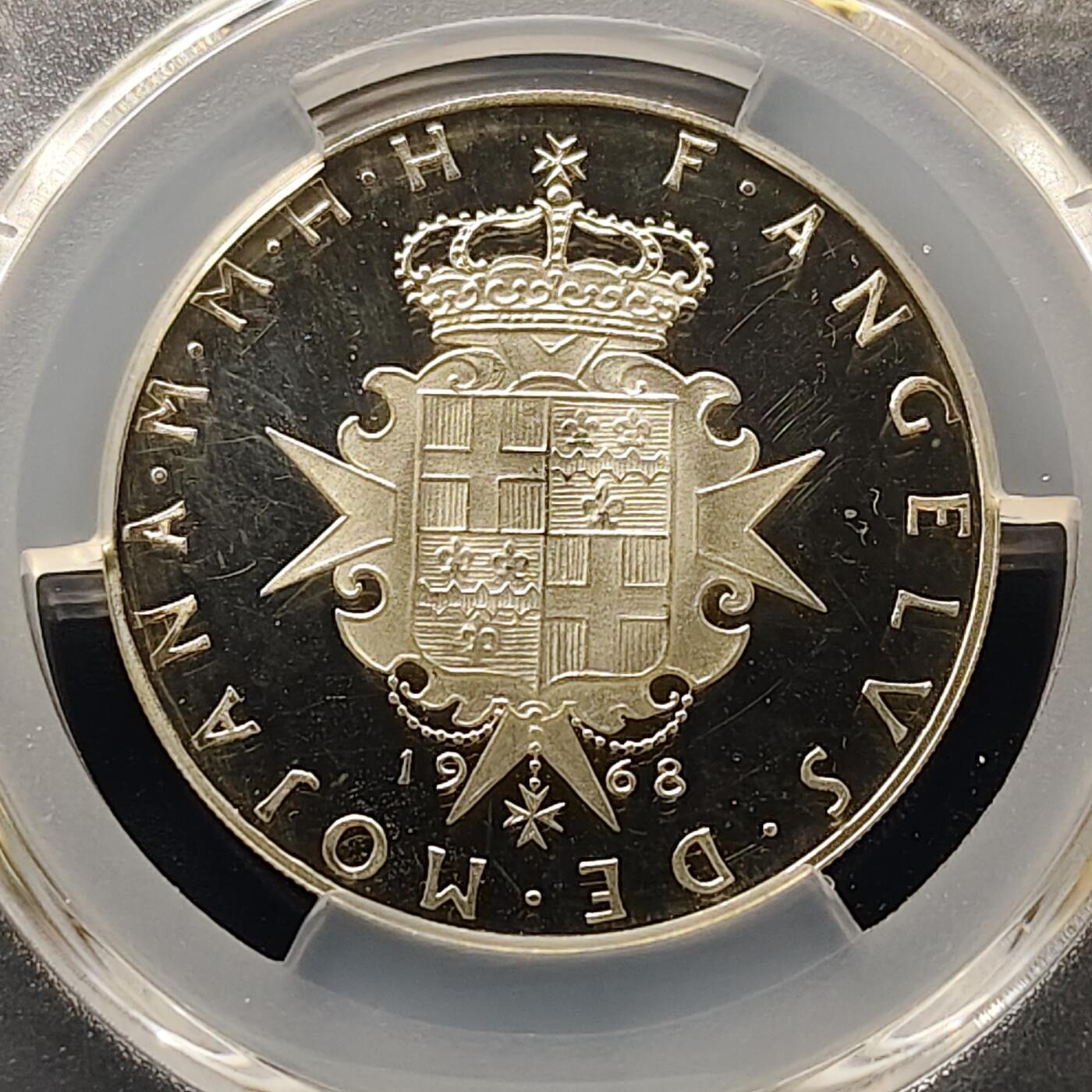 【全场包邮】纯粹捡漏拍511场 马耳他骑士团1968年3斯库迪FAO精制纪念银币【33毫米12克80%】-PCGS PR64 DCAM