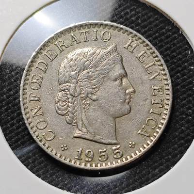 KK钱币收藏小铺   第404期 2月预留时间 周末发货 -  1955瑞士20分