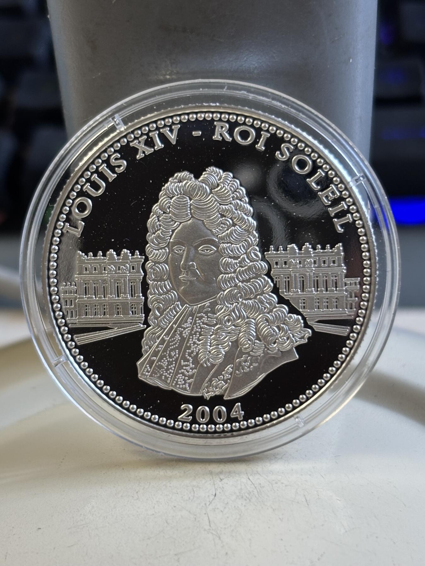 第193期拍卖 刚果2004年人物路易十四纪念银币带证书，999银，19.98克