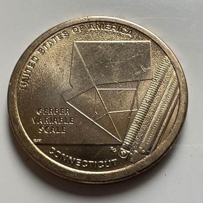 🌹外币初藏🌹🐯2026年第26场  各国纪念币专场 每周二四六晚8️⃣点 接代拍 - 美国 2020年 创新者系列康涅狄格州主题 纪念格伯可变比例尺的制图创新成就 1元纪念币