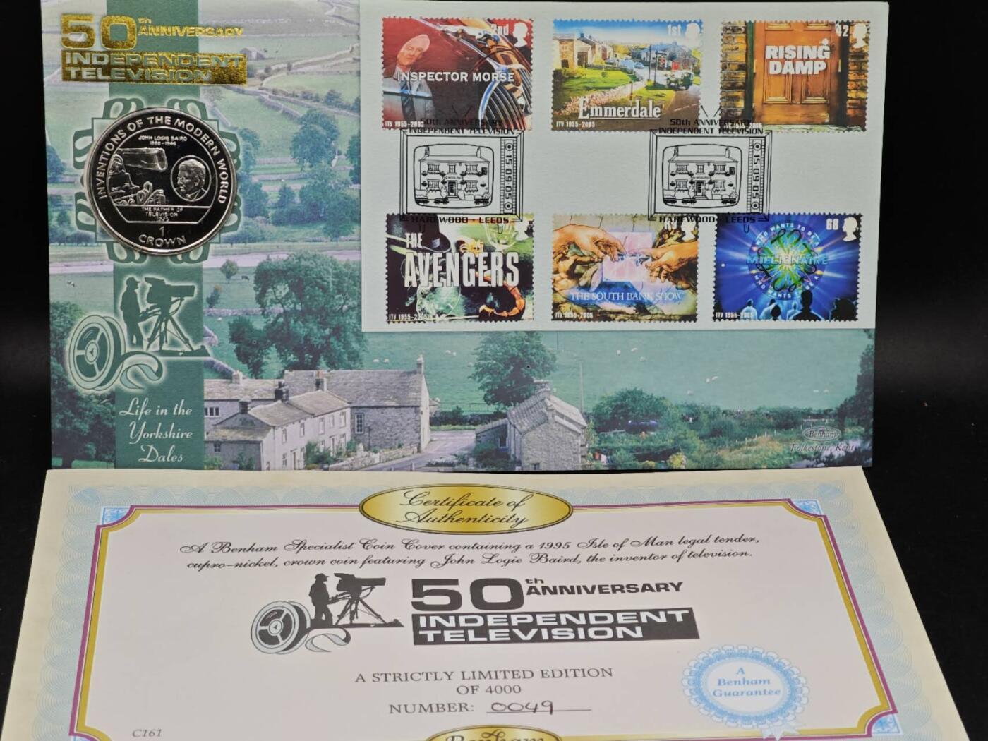  【淘币小摊】限时拍第八百七十八拍   克朗币邮币封场    每周一统一发货 马恩岛1995年现代世界发明-电视克朗纪念币邮币封