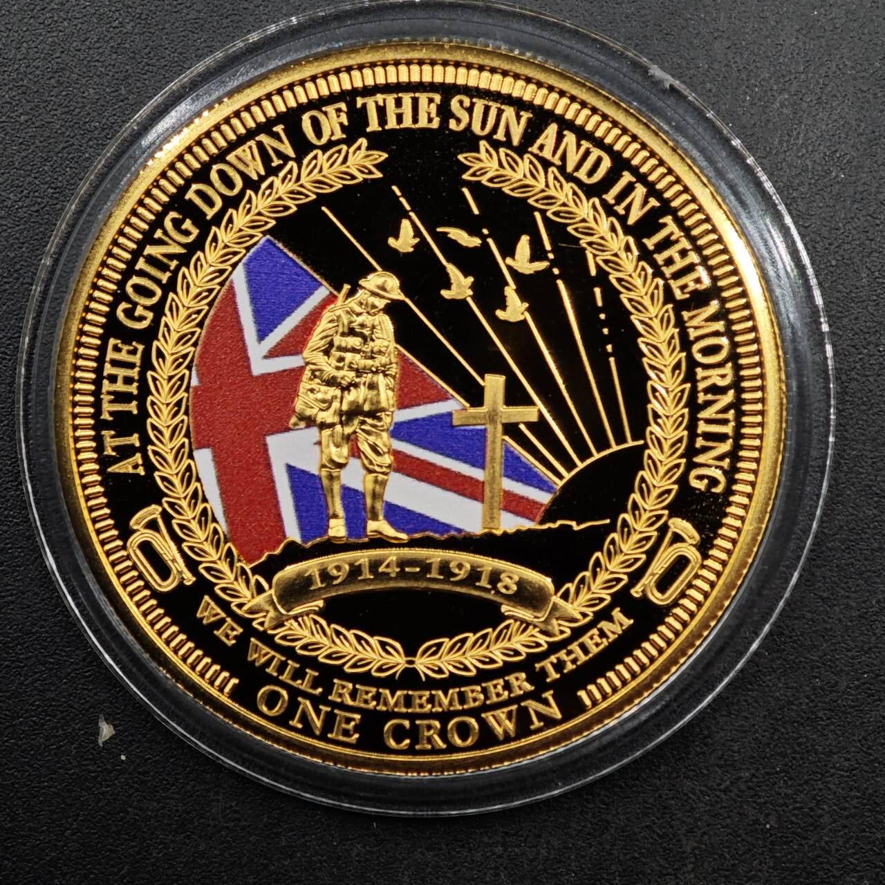  【淘币小摊】限时拍第八百七十八拍   克朗币邮币封场    每周一统一发货 英国2014年一战百年克朗镀金纪念币