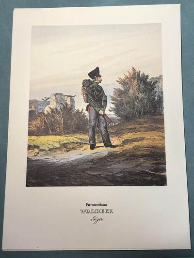 盛世勋华——号角文化勋章邮票专场拍卖第308期 - 大尺寸手绘图卡 瓦尔德克亲王国轻步兵 大A4尺寸 翻印自1848年出版《德意志陆军》一书