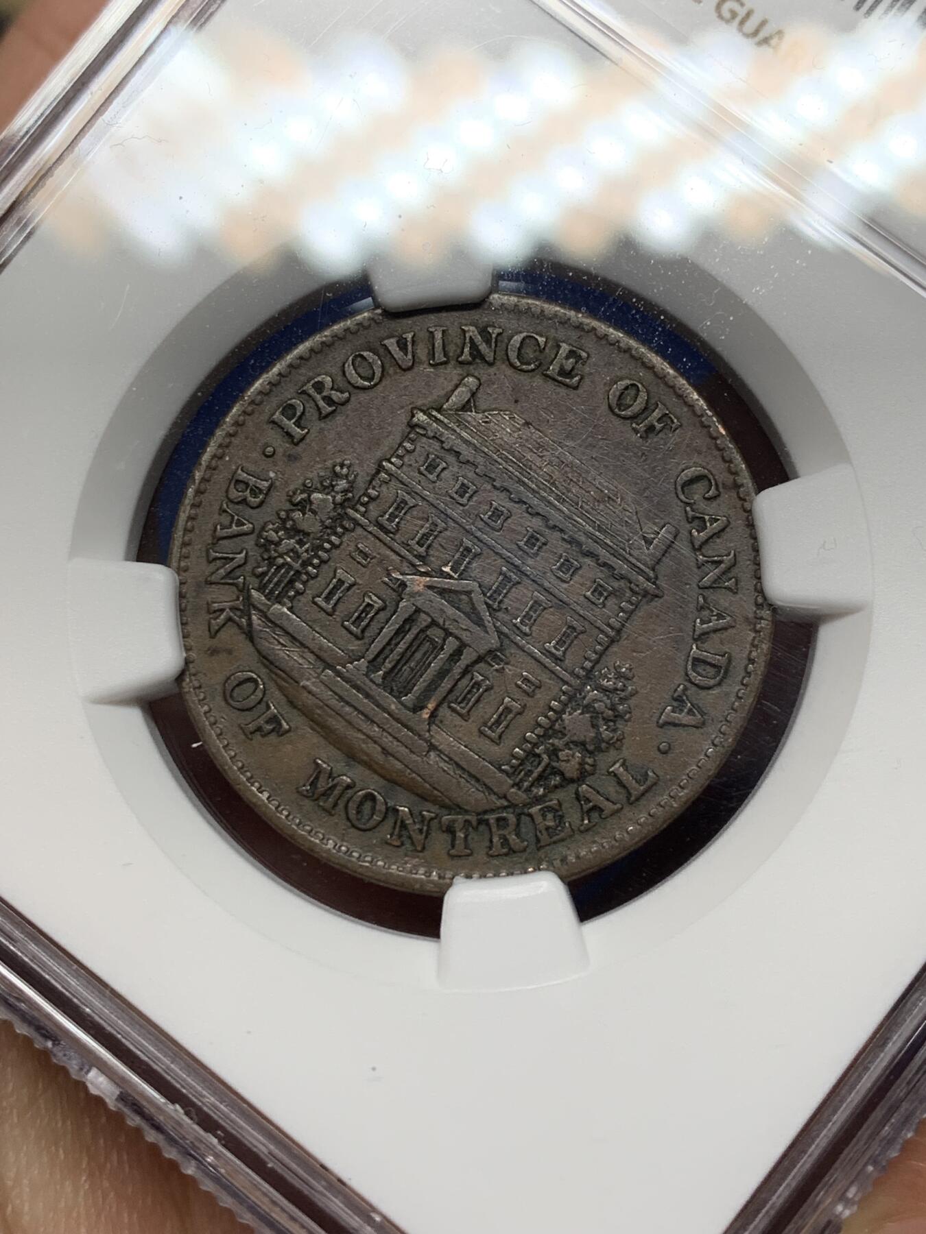 《竞宝斋》第468场 周日，周一 2场连拍 （全场包邮）欢迎送拍 NGC AU50BN 加拿大蒙特利尔半便士铜币，经典品种，AU状态不错