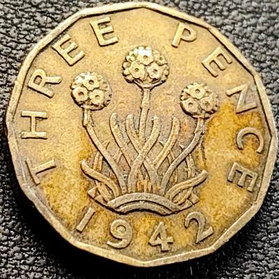 泉币菌-第205场-拍品多 请提前出价 - 1942年 英国3便士铜币 乔治六世 多边形 22mm 
