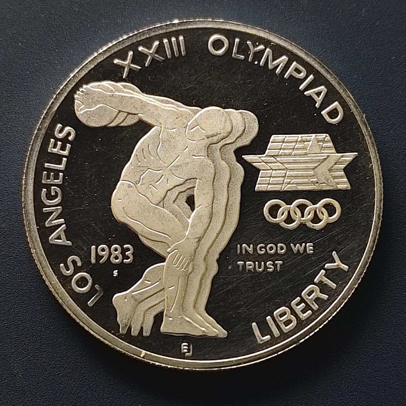 【全场包邮】纯粹捡漏拍511场 美国1983年1元洛杉矶奥运会精制纪念银币【38.1毫米26.73克90%】