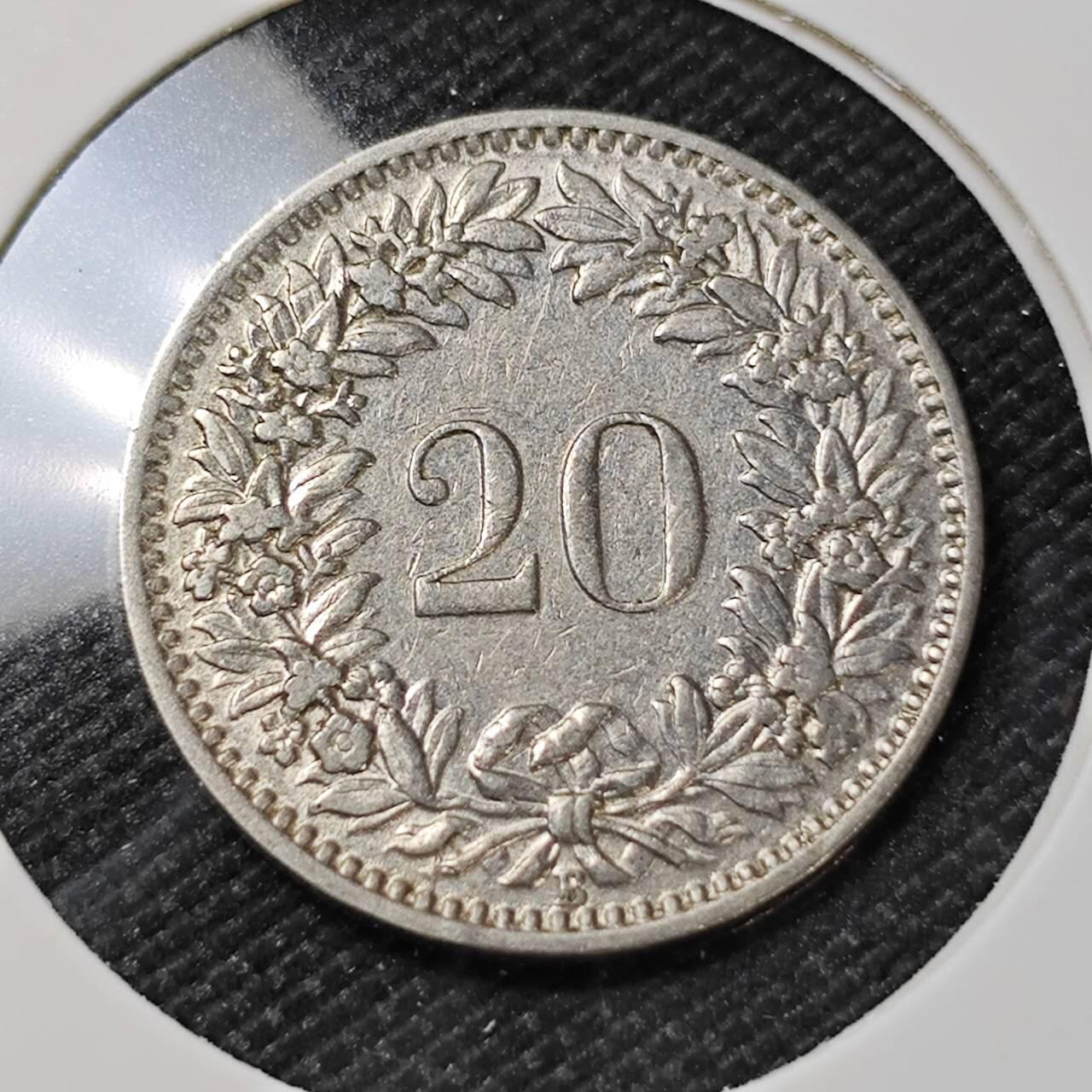 KK钱币收藏小铺   第404期 2月预留时间 周末发货  1921瑞士20分 早年份