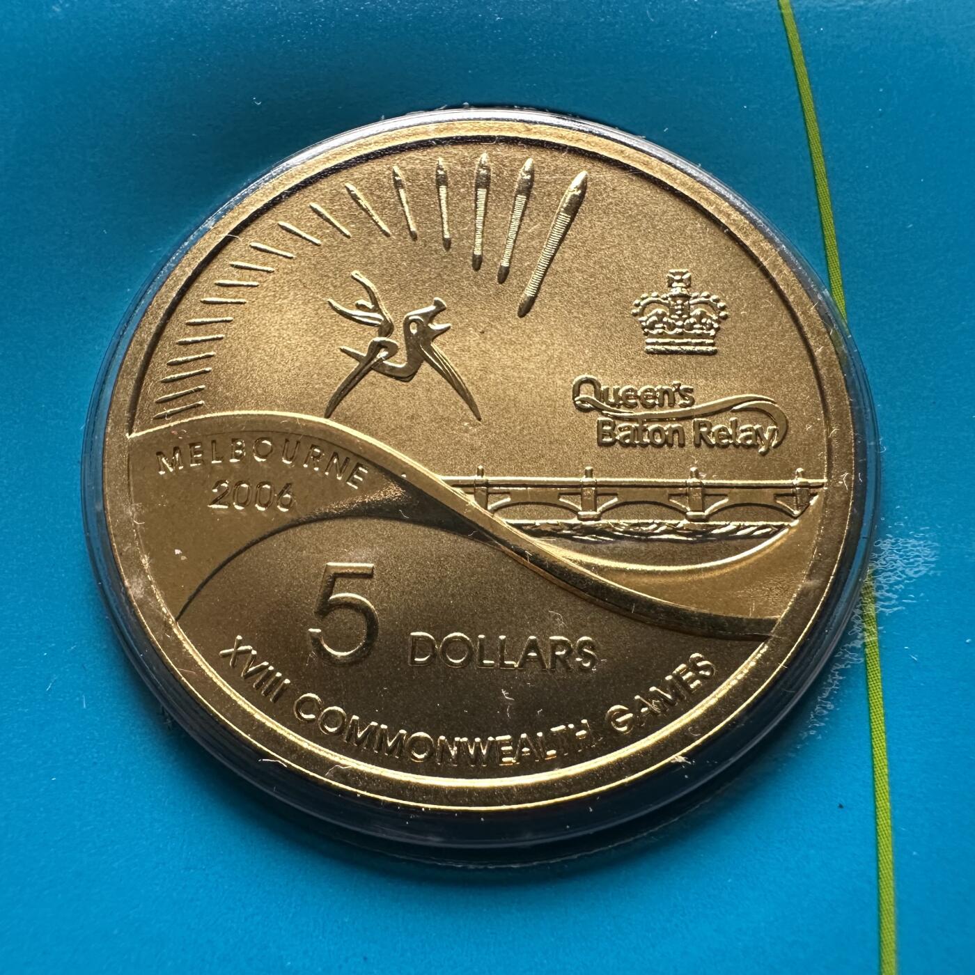 🌹外币初藏🌹🐯2026年第26场  各国纪念币专场 每周二四六晚8️⃣点 接代拍 澳大利亚 2006年 第十八届英联邦运动会女王 Baton接力 5元克朗型纪念币 原装卡