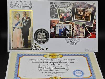  【淘币小摊】限时拍第八百七十九拍   克朗币邮币封场    每周一统一发货 - 马恩岛2007年女王大婚60周年克朗纪念币邮币封