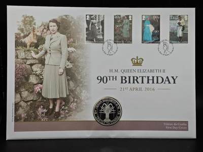  【淘币小摊】限时拍第八百七十八拍   克朗币邮币封场    每周一统一发货 - 特里斯坦达库尼亚2016年女王90周岁纪念章邮币封