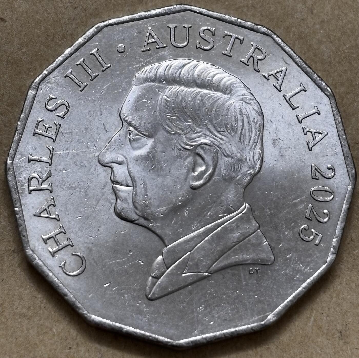 文馨钱币收藏第 296 场，长期接代拍业务 原光品相 2025 年澳大利亚 50 分，查尔斯头像少见