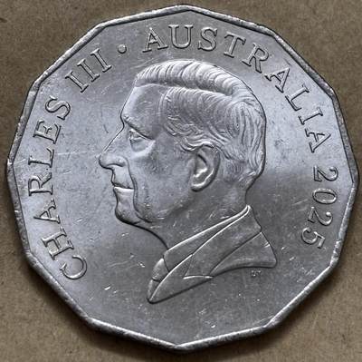 文馨钱币收藏第 296 场，长期接代拍业务 - 原光品相 2025 年澳大利亚 50 分，查尔斯头像少见