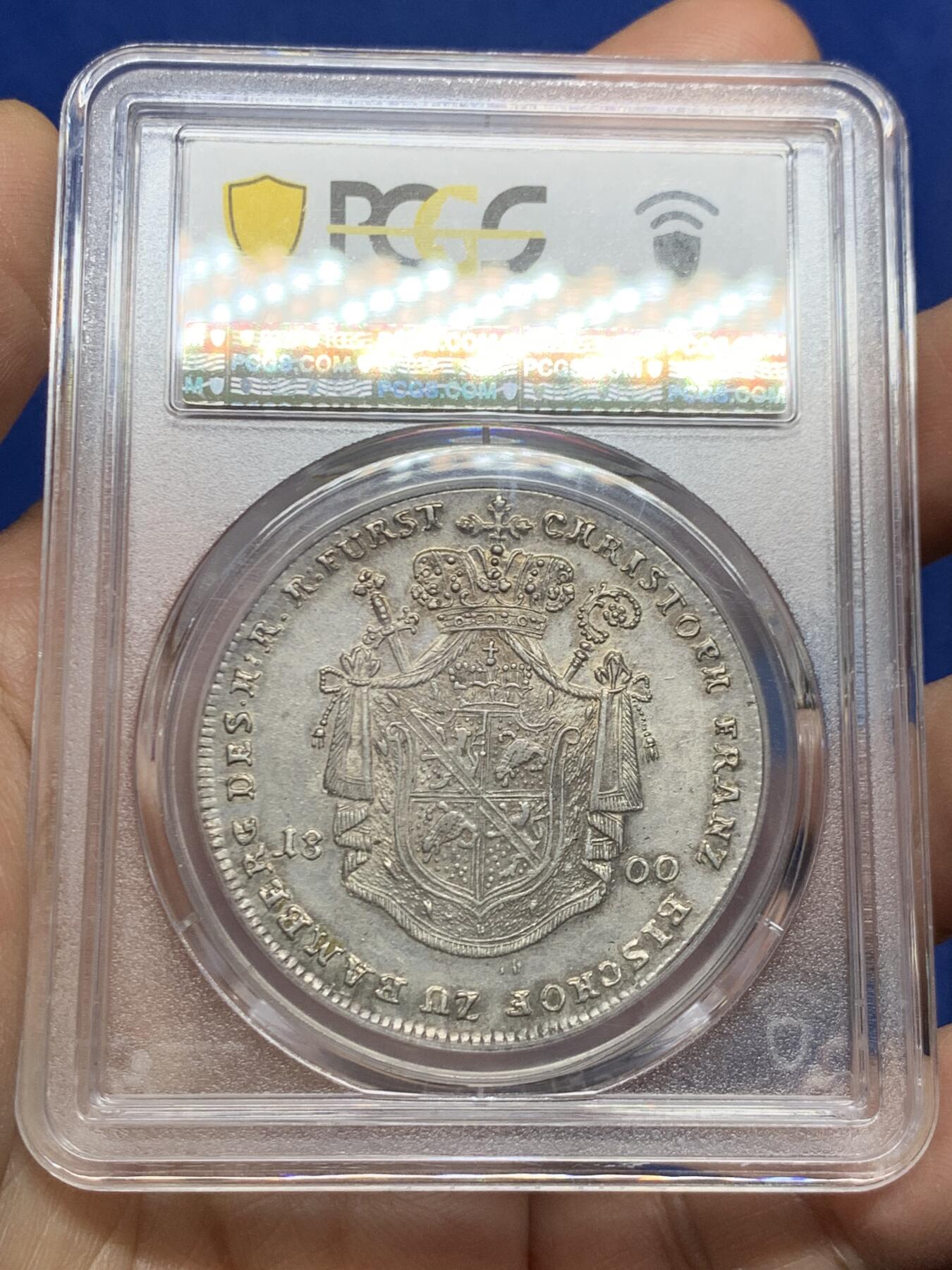 《竞宝斋》第468场 周日，周一 2场连拍 （全场包邮）欢迎送拍 PCGS AU58 班贝格主教区 1800年 景观泰勒 大银币 更高分只有3枚 24年裸币1.6W成交 非常稀见品种