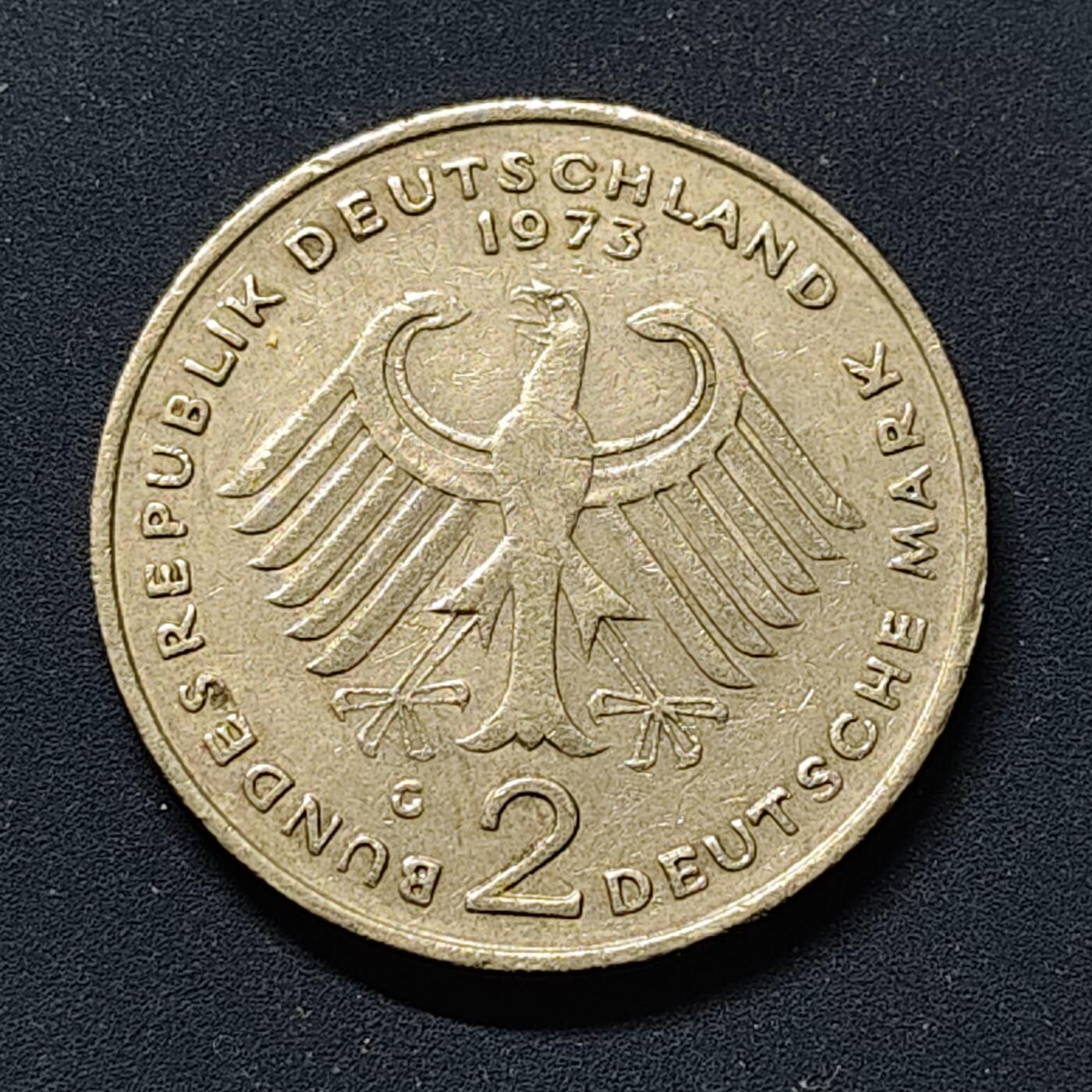 【全场包邮】纯粹捡漏拍510场 德国联邦德国1973年2马克康拉德·阿登纳