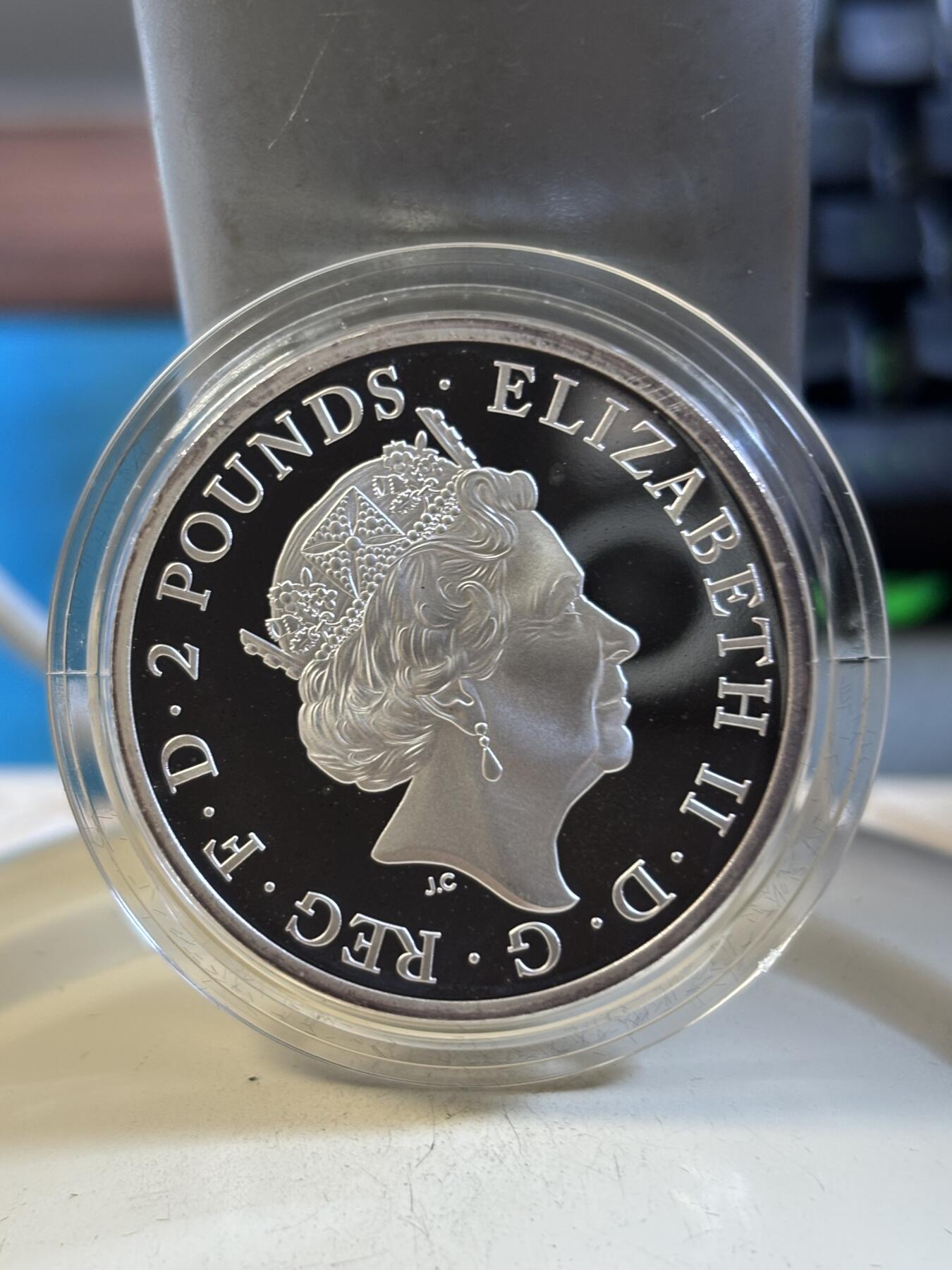 第193期拍卖 英国2023年都铎王朝神兽博福特耶鲁山羊1盎司银币，999银，发行5000枚