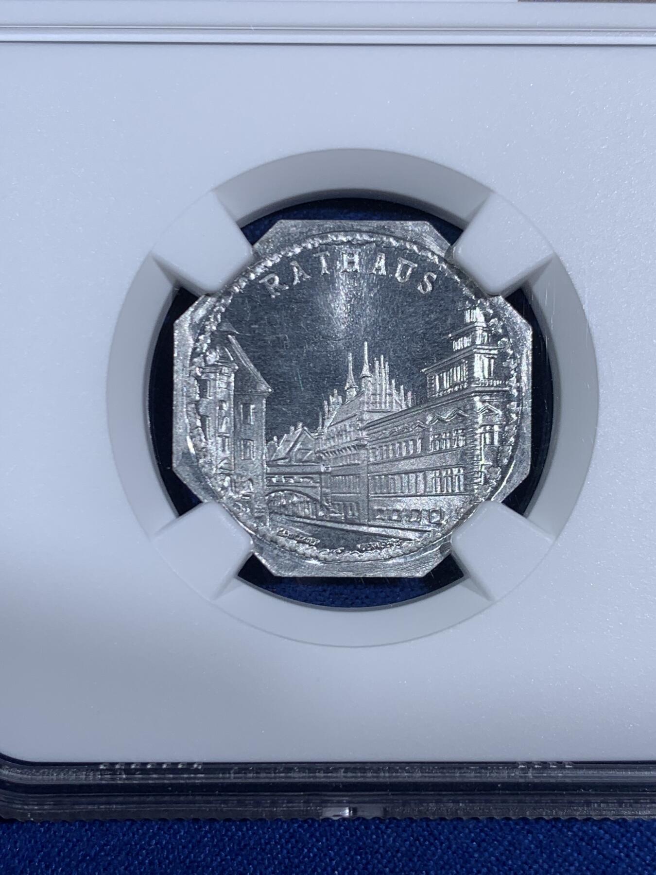 《竞宝斋》第468场 周日，周一 2场连拍 （全场包邮）欢迎送拍 NGC MS64 德国紧急状态时期1920年纽伦堡20芬尼代用币 景观系列