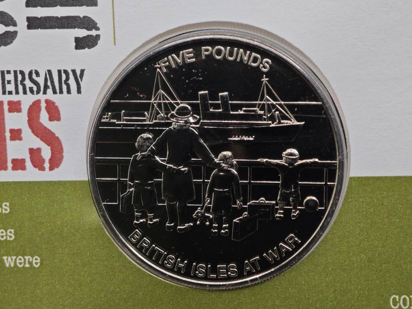  【淘币小摊】限时拍第八百七十八拍   克朗币邮币封场    每周一统一发货 泽西岛2010年战争中的英伦三岛5镑纪念币邮币封